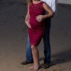 Wine colored Medium size Maternity dress (stretch) Perfect Holiday party dress!
